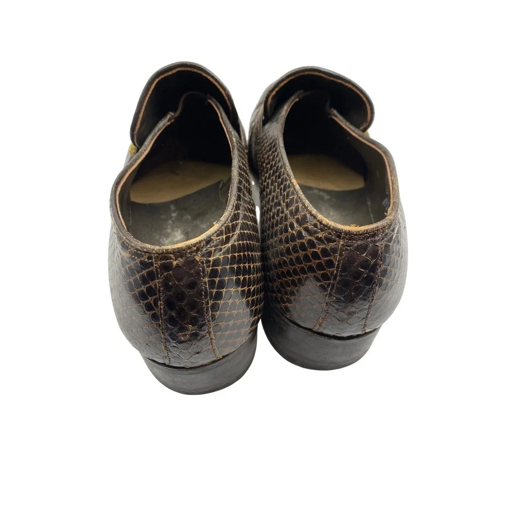 Nettleton Traditionals Brown Snakeskin Loafers Mens 9 Vintage Dress‎ Shoes